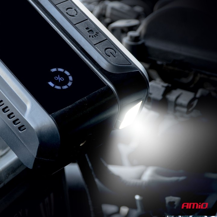 Urządzenie rozruchowe 4w1 booster powerbank kompresor latarka LED 12V 12Ah 1600A AMIO-04677