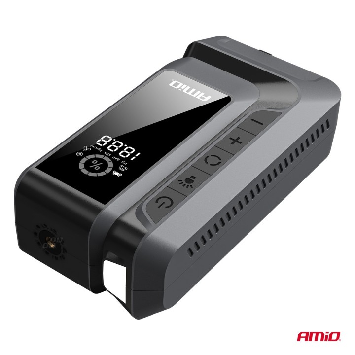 Urządzenie rozruchowe 4w1 booster powerbank kompresor latarka LED 12V 12Ah 1600A AMIO-04677