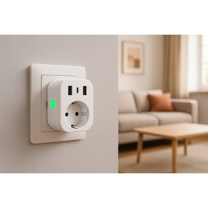 Inteligentne gniazdko sterowane WiFi TUYA 2x USB+