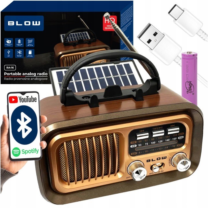 Radio przenośne analogowe AM/FM BT BLOW RA16 solarne