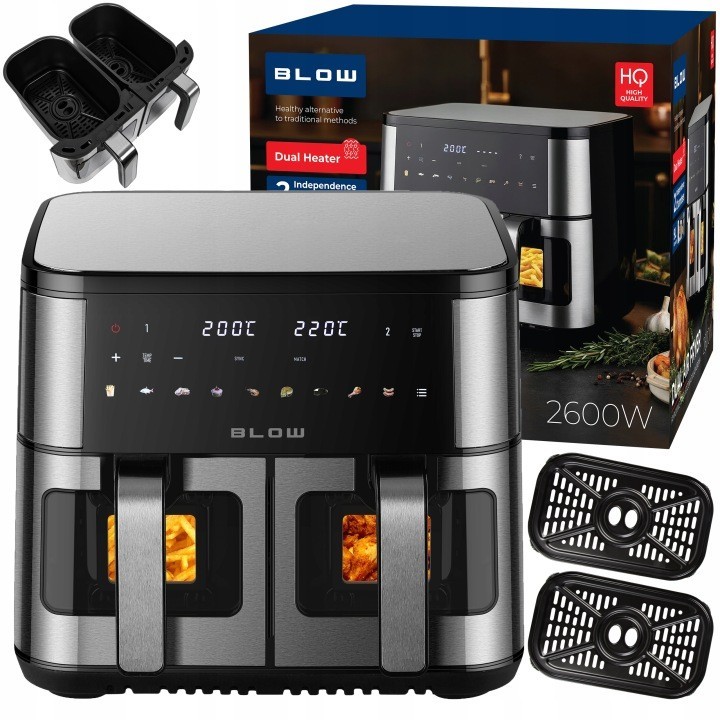 AIR FRYER frytkownica beztłuszczowa BLOW 2500W 9L dwukomorowy