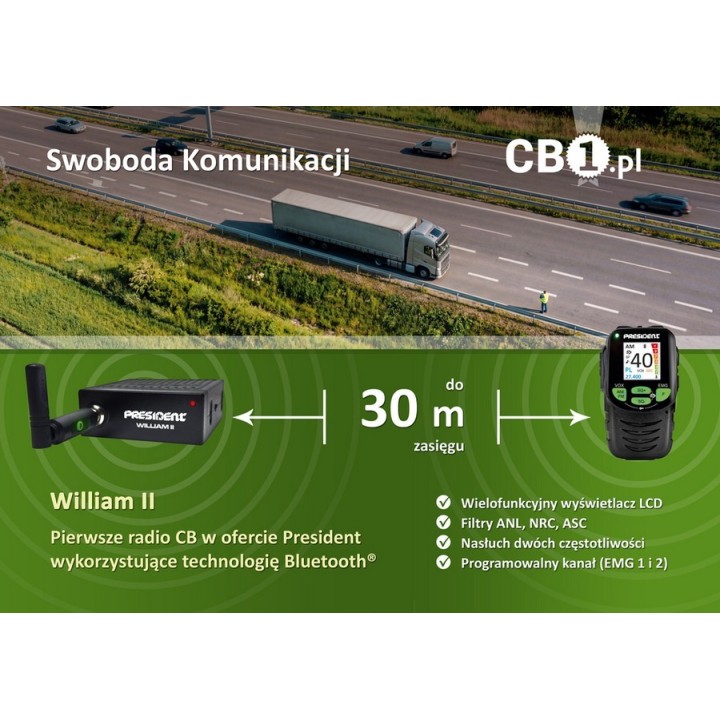 President William II ASC CB radio z bezprzewodowym mikrofonem