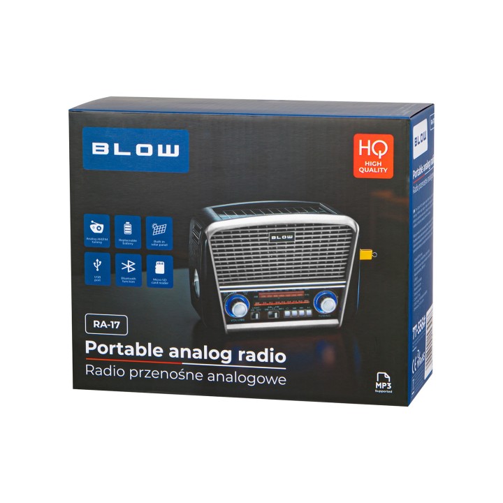 Radio przenośne analogowe AM/FM BT BLOW RA17 solarne srebrne