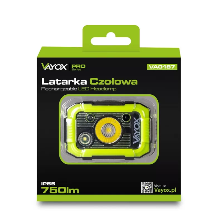 Latarka czołowa akumulatorowa CREE + SMD 750lm VA0187 Vayox