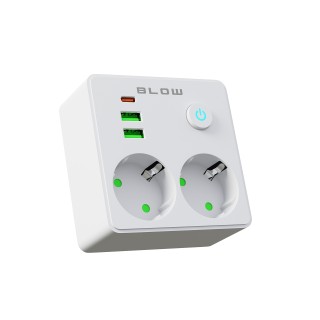 Rozgałęźnik R-20 PR 2-GNIAZDA + 2USB + USB-C białe