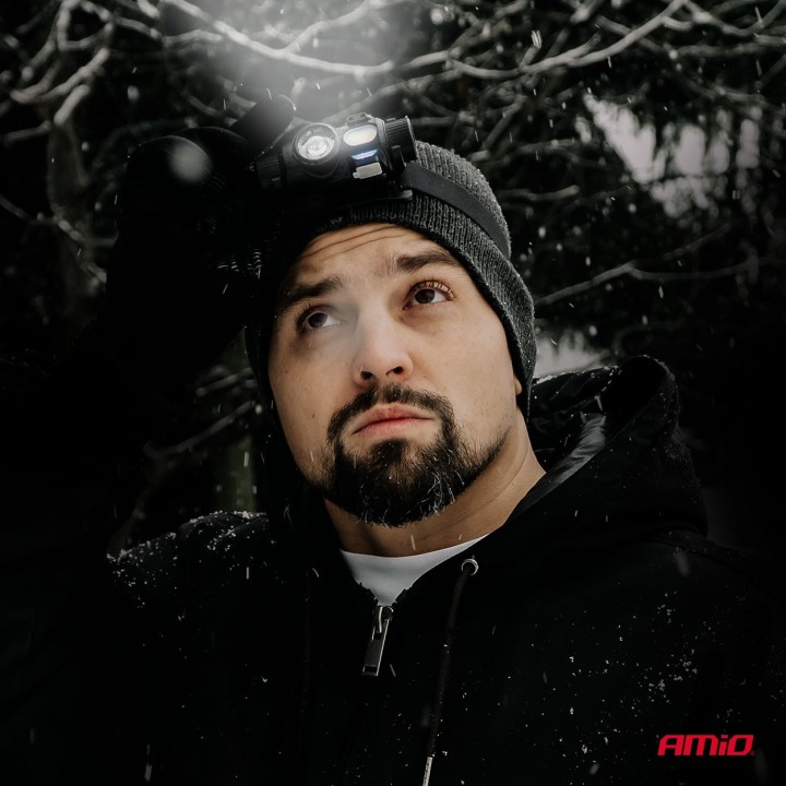 Latarka czołowa akumulatorowa z czujnikiem ruchu XPG+COB 1200mAh (BATT)