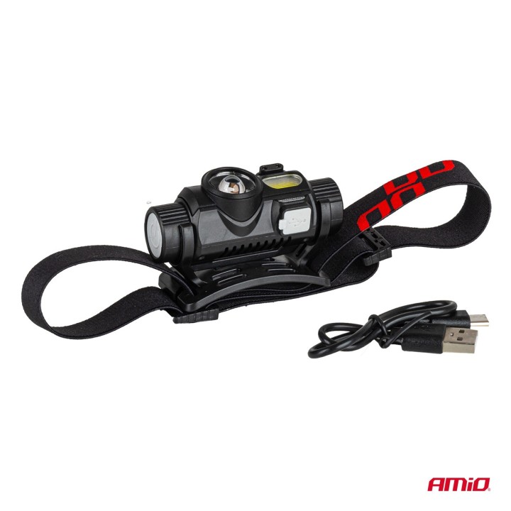 Latarka czołowa akumulatorowa z czujnikiem ruchu XPG+COB 1200mAh (BATT)