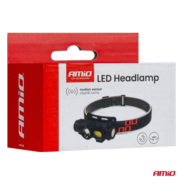 Latarka czołowa akumulatorowa z czujnikiem ruchu XPG+COB 1200mAh (BATT)