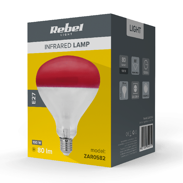 Lampa na podczerwień Rebel R125, 100W, 220-240V