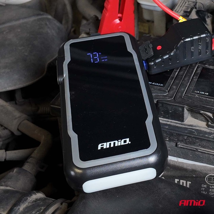 Urządzenie rozruchowe 3w1 booster powerbank latarka LED 12V 12Ah 1600A AMIO-04678