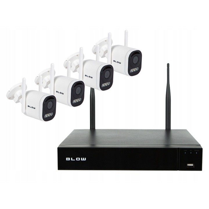 ZESTAW KAMER WIFI 5MPx MONITORING DOMU FIRMY IP66 BLOW z dyskiem 1TB
