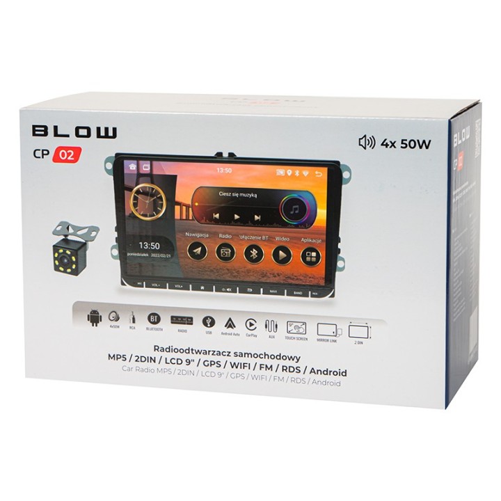 Radio BLOW CP02 2DIN 9" Android/WiFi/GPS/CARPLAY VW/ SKODA/ SEAT