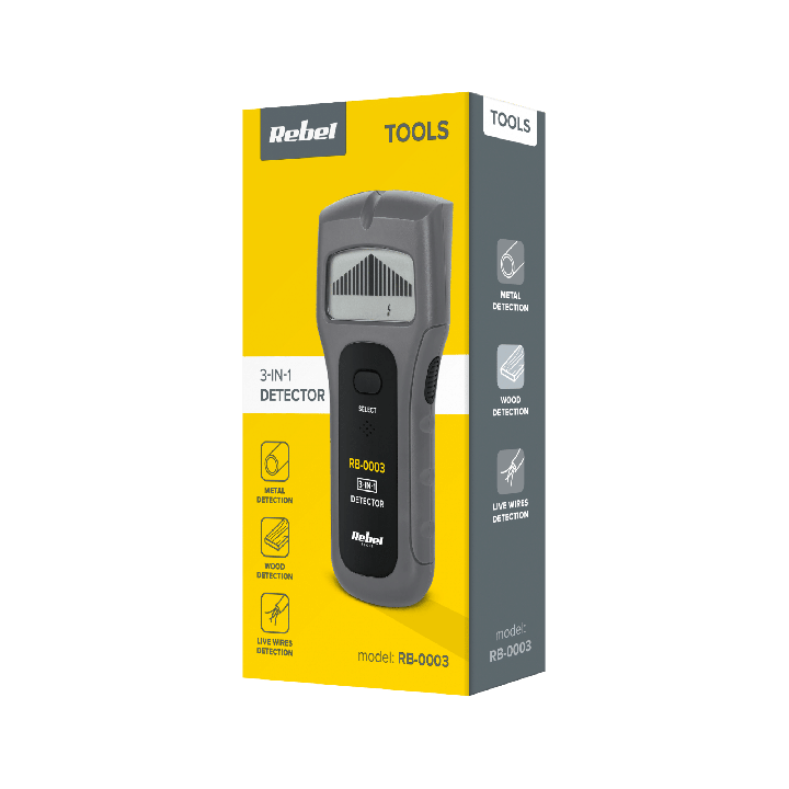 Detektor metali, napięcia i drewna Rebel Tools RB-0003