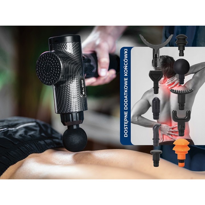 Pistolet do masażu masażer BLOW Wave 4000 + 10 końcówek + walizka