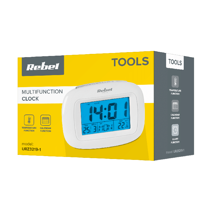 Zegar wielofunkcyjny (czas, data, budzik, temperatura, dni tygodnia)