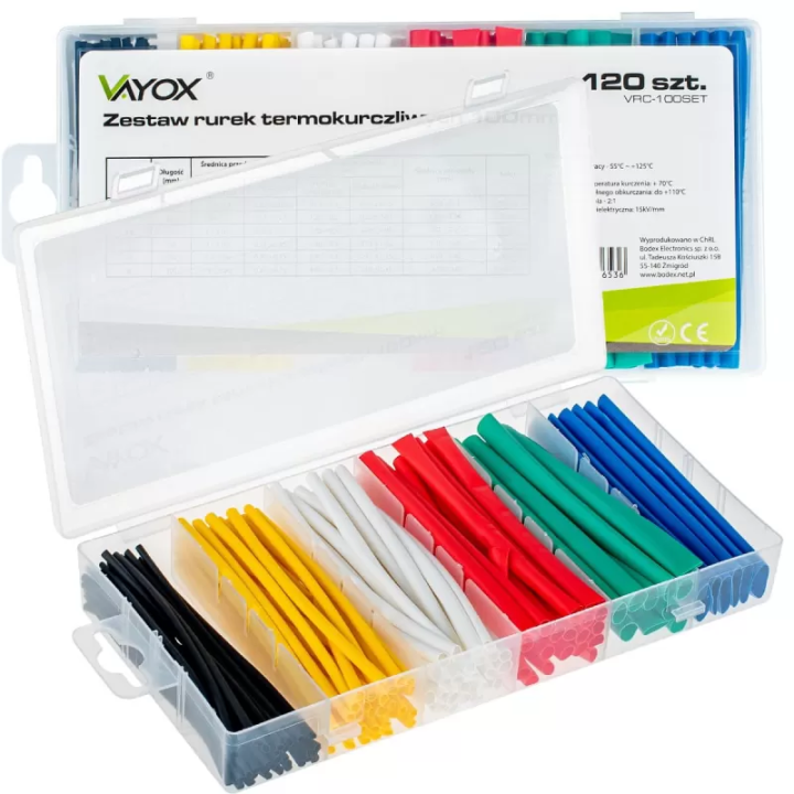 Rurki termokurczliwe 120 szt. 100mm 1,5-10mm VRC-100SET Vayox