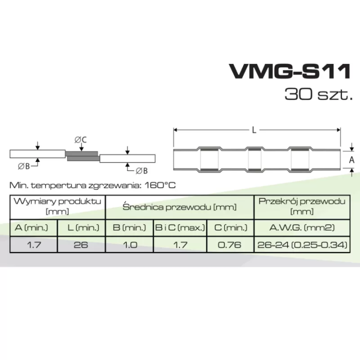 Rurki termokurczliwe z cyną i klejem 0.25-0.34mm 30 szt. VMG-S11 Vayox
