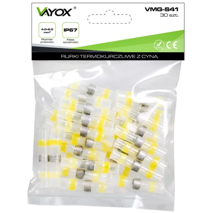 Rurki termokurczliwe z cyną i klejem 4.0-6.0mm 30 szt. VMG-S41 Vayox