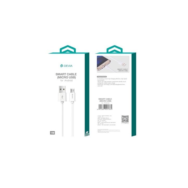 Kabel DEVIA Smart Micro USB czarny 1m