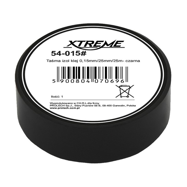 Taśma izol klej 0,15mm/25mm/25m- czarna