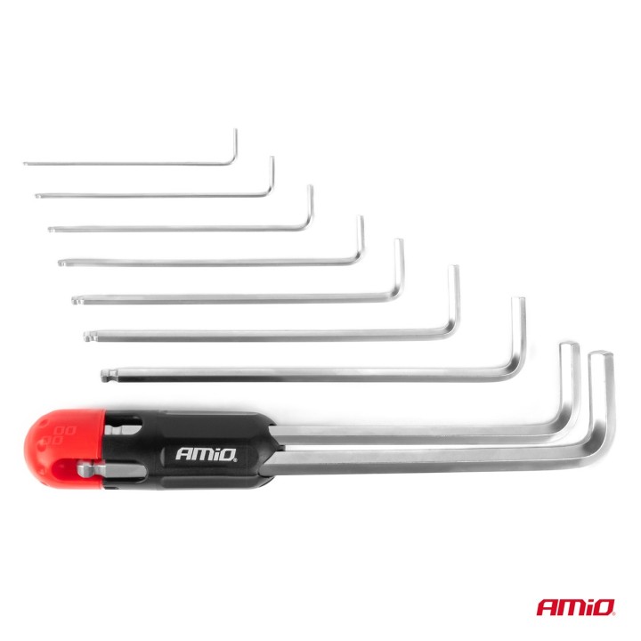 Klucze imbusowe HEX z kulką extra długie imbusy zestaw CRV 9 szt.