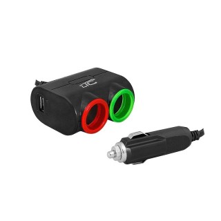 LTC Adapter CAR FIRE 2gn/USB 1,2A/120W, 12-24V, czarny.