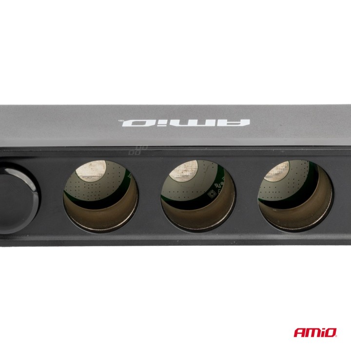 Rozdzielacz rozgałęźnik trójnik zapalniczki + woltmierz ładowarka USB USB-C 12V 24V AMIO-03782
