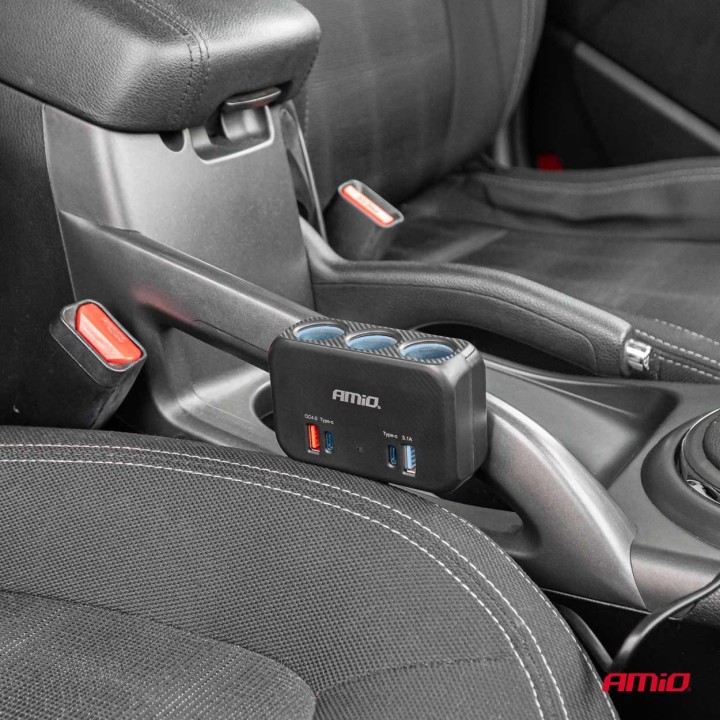 Rozdzielacz gniazda zapalniczki z ładowarką 1x USB-A 1x USB-C QC4.0 12V 24V 120W 80cm