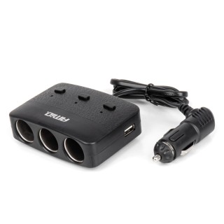 Rozdzielacz gniazda zapalniczki z ładowarką 2x USB-A ON/OFF LED 12V 24V 100W 70cm