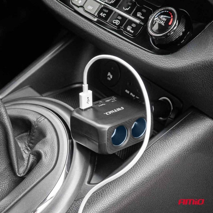 Rozdzielacz gniazda zapalniczki z ładowarką 2x USB-A 1x USB-C 12V 24V 100W 180°