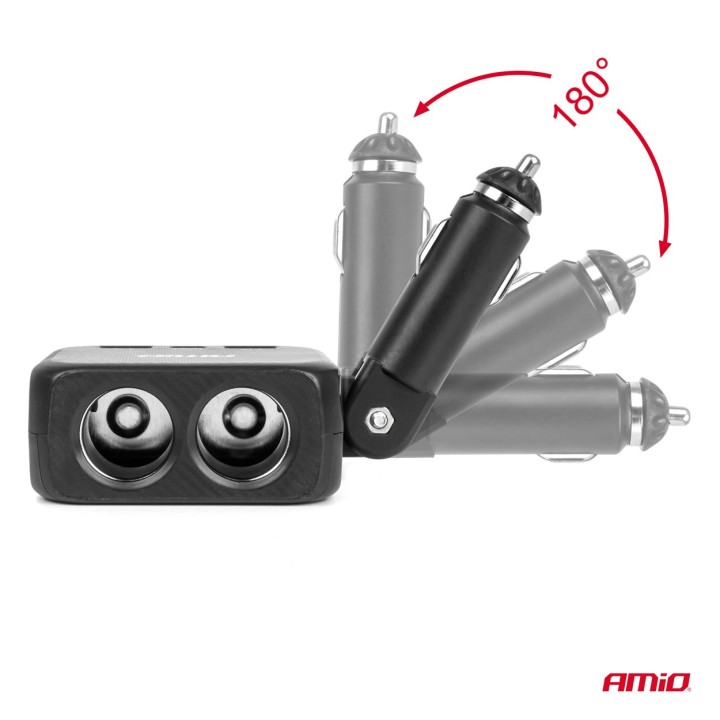 Rozdzielacz gniazda zapalniczki z ładowarką 2x USB-A 1x USB-C 12V 24V 100W 180°