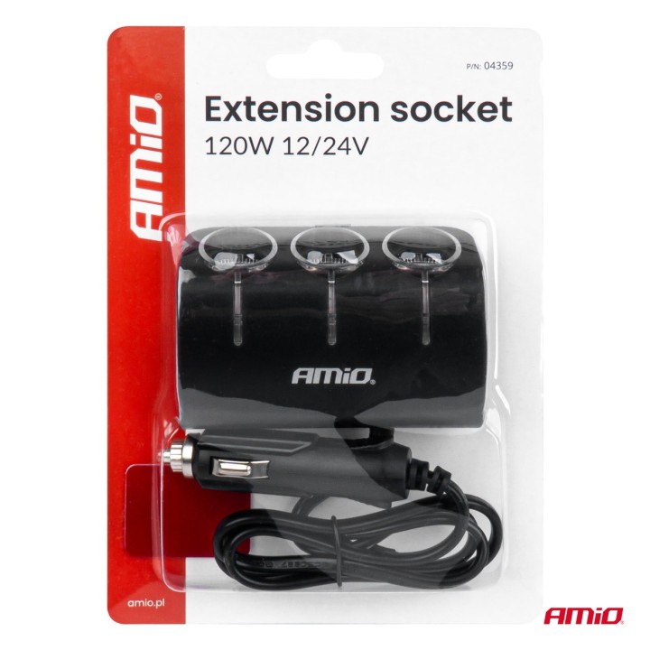 Rozdzielacz gniazda zapalniczki 12V 24V 120W 80cm