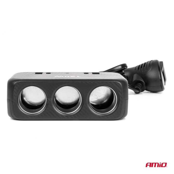 Rozdzielacz gniazda zapalniczki z ładowarką 2x USB-A 1x USB-C QC4.0 12V 24V 120W 80cm