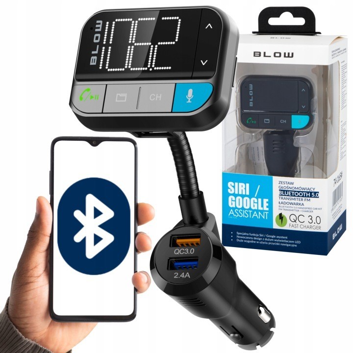 Transmiter FM BLOW Bluetooth5.0+ładowarka 3,4A