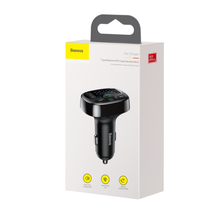 Baseus transmiter FM T Shaped S-09 Bluetooth MP3 ładowarka samochodowa czarna