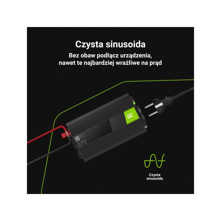 Przetwornica napięcia Inwerter Green Cell 24V na 230V 300W/600W Czysta sinusoida