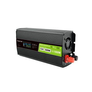 Przetwornica napięcia Green Cell PowerInverter LCD 12 V 500W/1000W Przetwornica samochodowa z wyświetlaczem - czysty sinus