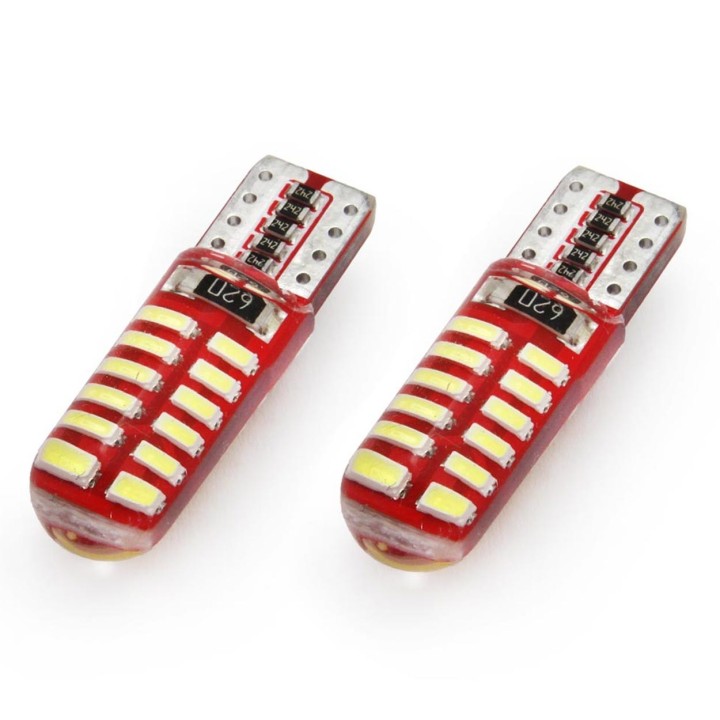 Żarówki LED CANBUS 24SMD 3014 T10e W5W SILCA White 12V AMIO-01444
