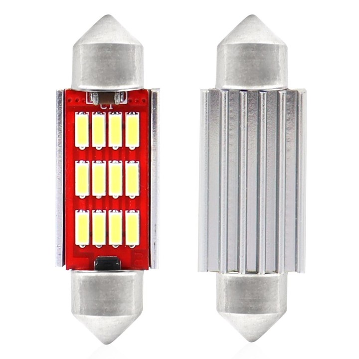 Żarówki LED CANBUS 4014 12SMD Festoon C5W C10W C3W 36mm White 12V 24V AMIO-01289