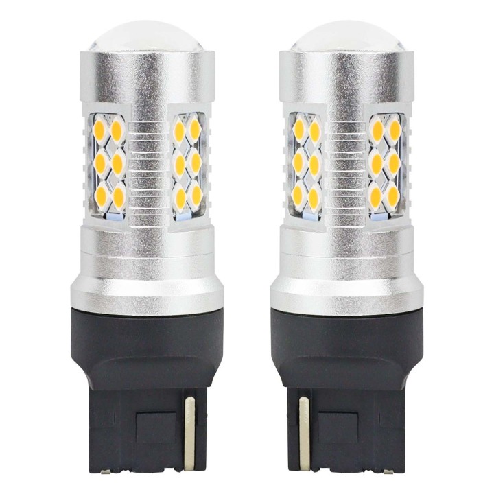 Żarówki 1156 LED CANBUS 24SMD 3030 T20 7440 W21W Pomarańczowa 12V/24V