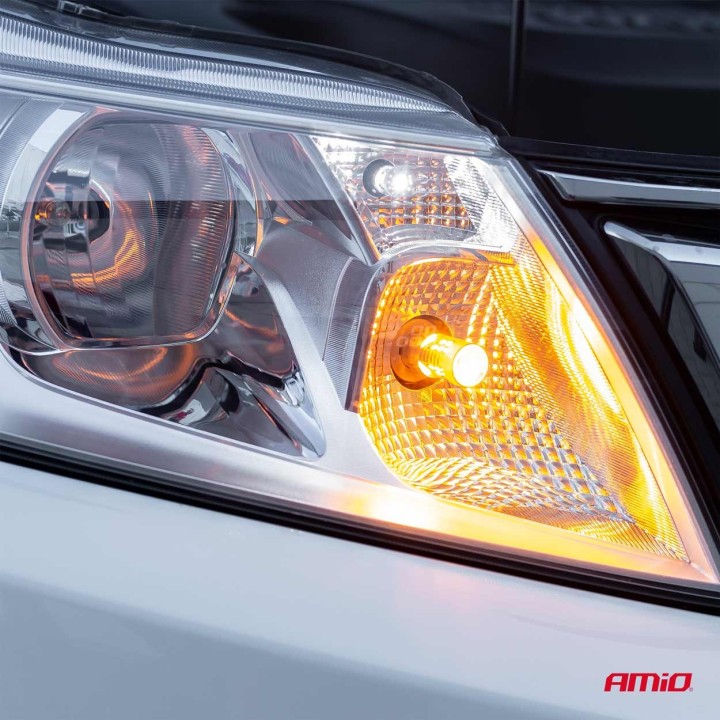 Żarówki 1156 LED CANBUS 24SMD 3030 T20 7440 W21W Pomarańczowa 12V/24V