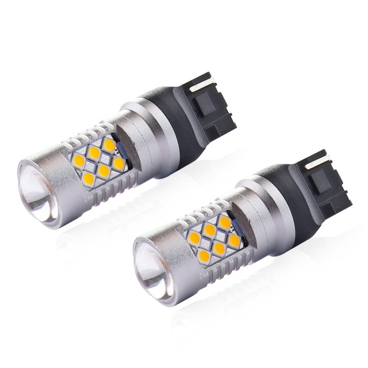 Żarówki 1156 LED CANBUS 24SMD 3030 T20 7440 W21W Pomarańczowa 12V/24V
