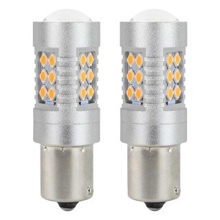 Żarówki LED CANBUS BAU15S PY21W Pomarańczowa Amber 12V 24V AMIO-02580