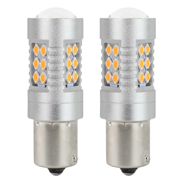 Żarówki LED CANBUS BAU15S PY21W Pomarańczowa Amber 12V 24V AMIO-02580