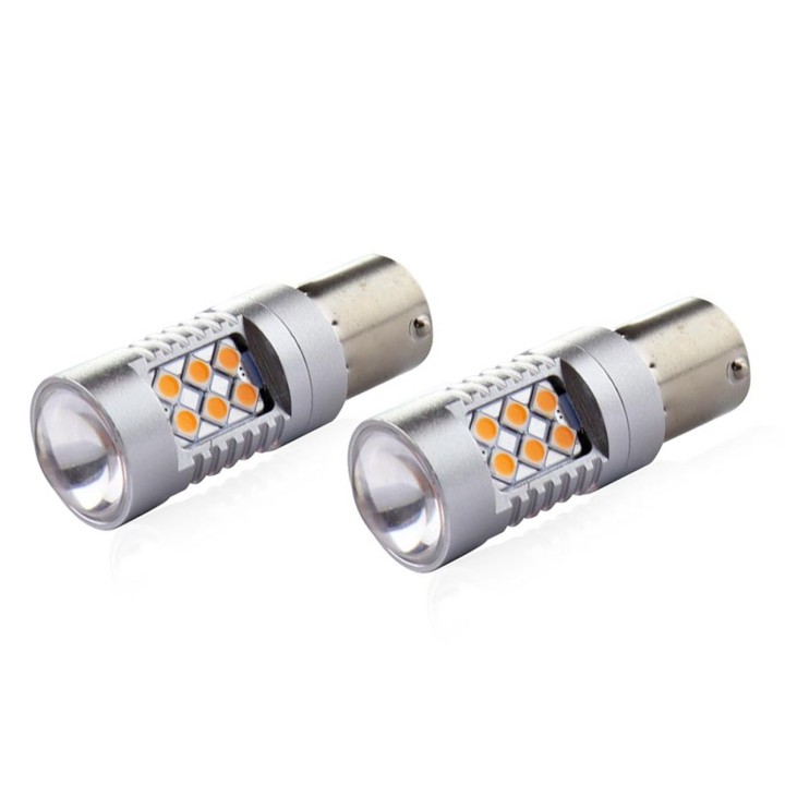 Żarówki LED CANBUS BAU15S PY21W Pomarańczowa Amber 12V 24V AMIO-02580