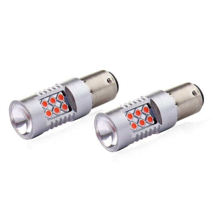 Żarówki LED CANBUS 3030 24SMD 1157 BAY15D PR21/5W Czerwone 12V 24V AMIO-02579