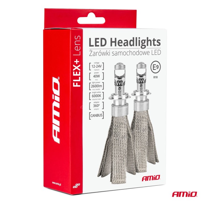 Żarówki samochodowe LED seria FLEX+ H7 H18 soczewka 12V 24V 6000K Canbus
