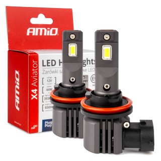 Żarówki samochodowe LED seria X4 Aviator H8 H9 H11 6500K Canbus AMIO-03765