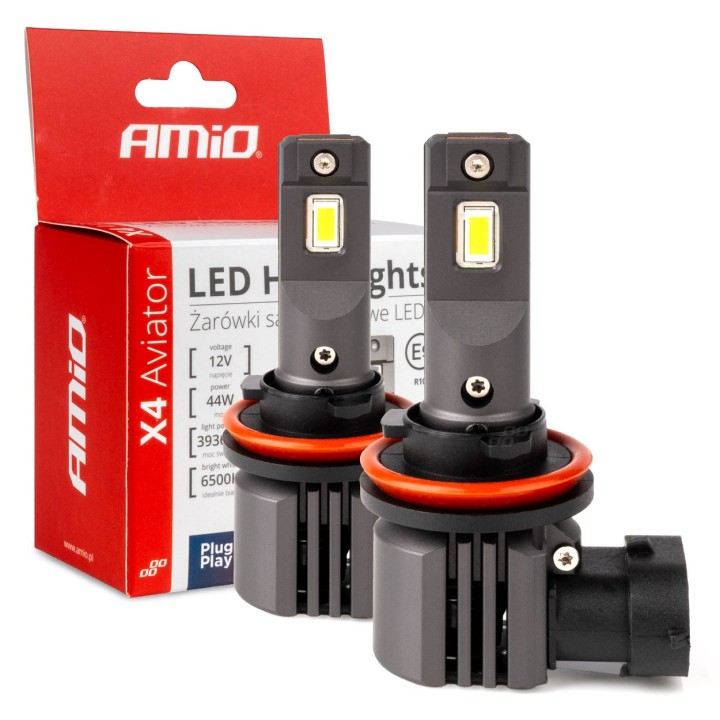 Żarówki samochodowe LED seria X4 Aviator H8 H9 H11 6500K Canbus AMIO-03765