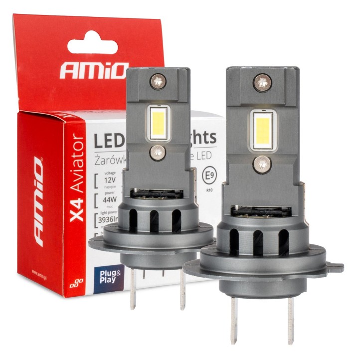 Żarówki samochodowe LED seria X4 Aviator H7 6500K Canbus AMIO-03764